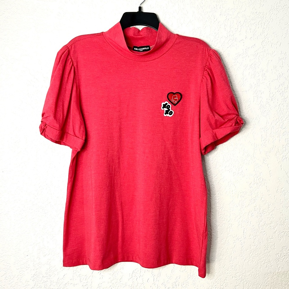 KARL LAGERFELD Paris Red heart XOXO logo casual short sleeve shirt Tops